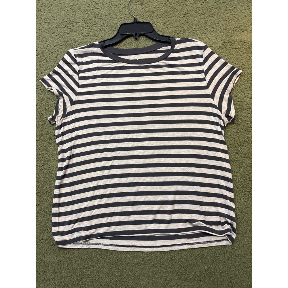 American Eagle Soft & Sexy Striped T-Shirt XL Grey Charcoal Short Sleeve Tee